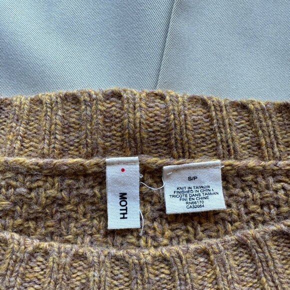 Anthropologie Moth Pom Pom Wool Crewneck Sweater in Mustard Size S - Picture 6 of 7